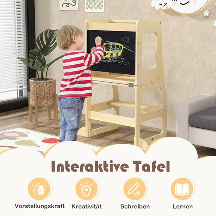 3 i 1 barns lärande torn fällbara steg pall & tavla & barn bord set från 1 år stående torn natur