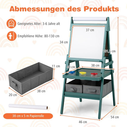 3-i-1 barn staffli med svarta tavla, whiteboard och pappersrulle