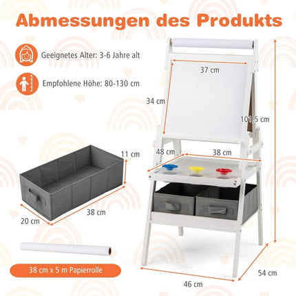 3-i-1 barn staffli med svarta tavla, whiteboard och pappersrulle