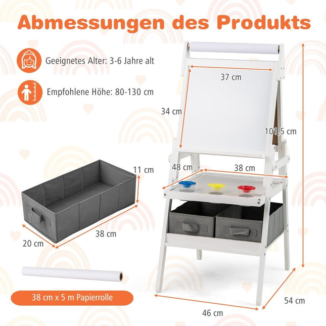 3-i-1 barn staffli med svarta tavla, whiteboard och pappersrulle