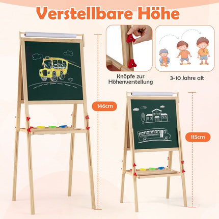 3-i-1 barn staffli med svarta tavla, whiteboard och pappersrulle