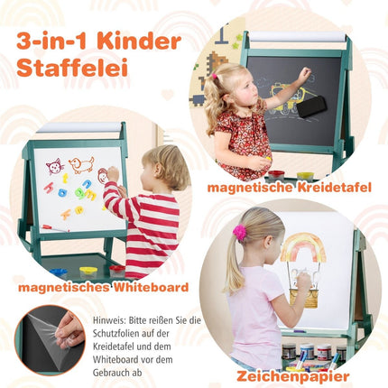 3-i-1 barn staffli med svarta tavla, whiteboard och pappersrulle