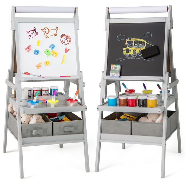 3-i-1 barn staffli med svarta tavla, whiteboard och pappersrulle