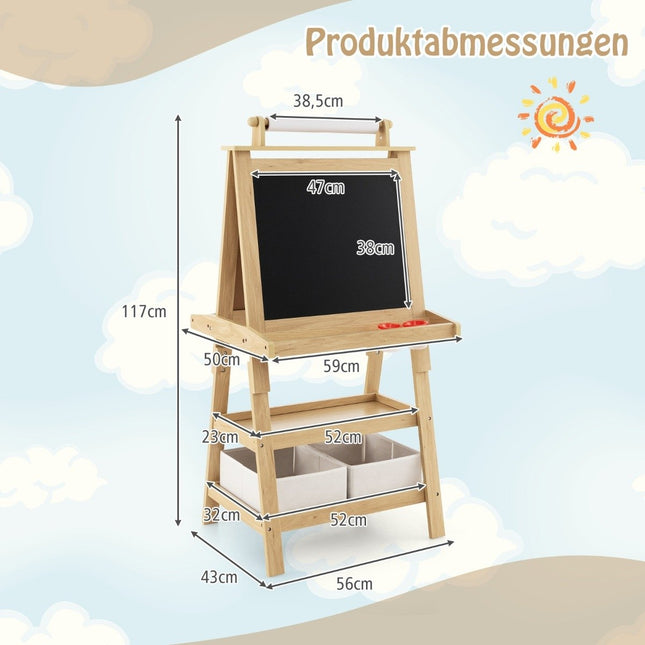 3 i 1 barnstafli dubbelsidig whiteboard & svarta tavla & ritpapper Naturligt