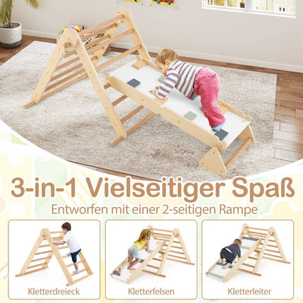 3-i-1 klätterställning: Triangel, Stege & Rocker, hopfällbart trä