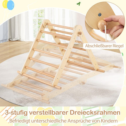 3-i-1 klätterställning: Triangel, Stege & Rocker, hopfällbart trä