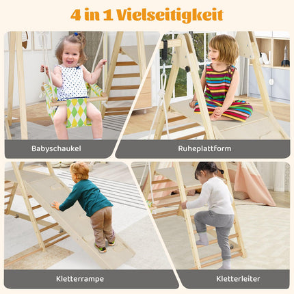 4-i-1 Montessori inomhusklätterset med babygunga
