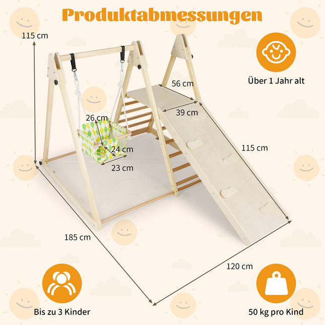 4-i-1 Montessori inomhusklätterset med babygunga