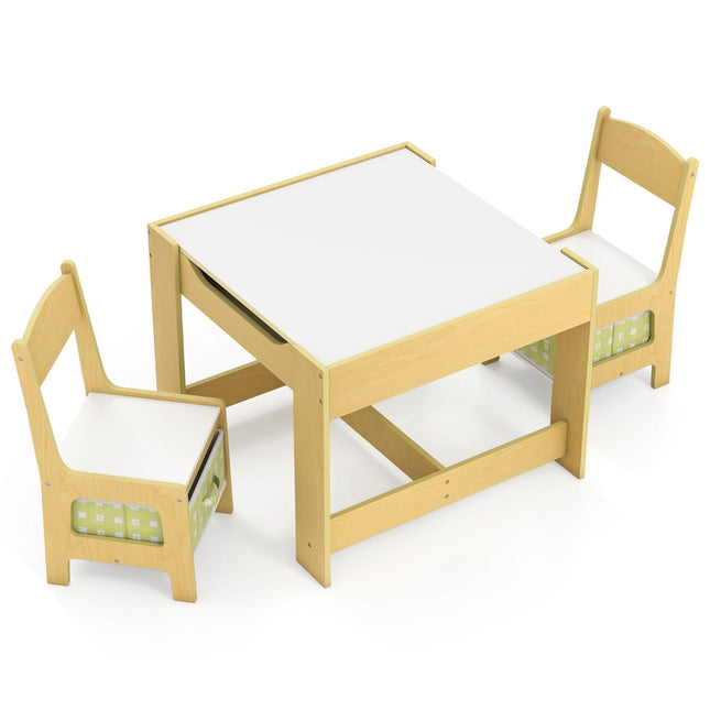 Barnaktivitetsbord med stolar, grön, MDF