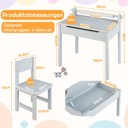 Barnaktivitetsbord och stolset med förvaring