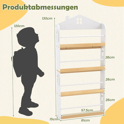 Barnbokhylla i husform, 4 våningar, fallsäker