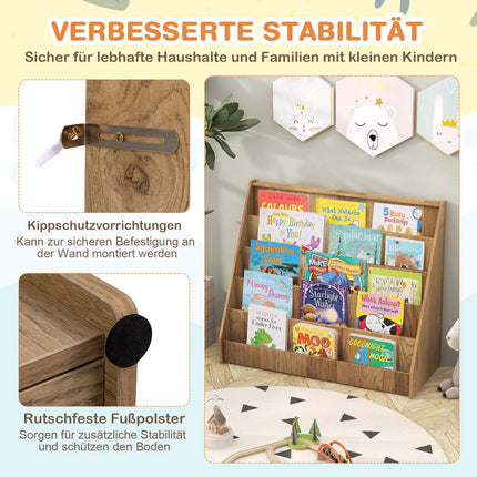 Barnbokhylla med 5 fack – Naturträ