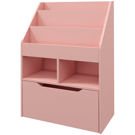 Barnbokhylla med låda, Rosa, 60 x 30 x 90 cm