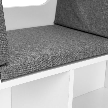 Barnbokhylla med sits – Vit, 4 hyllor