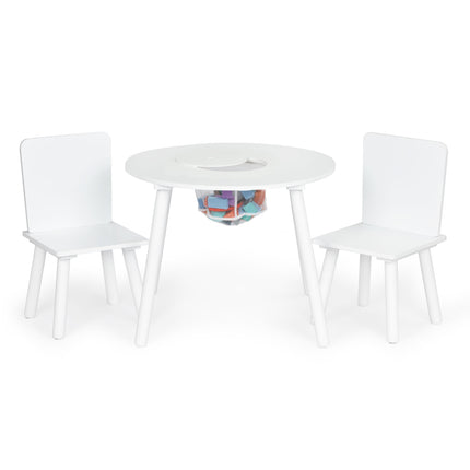 Barnbord och 2 stolar med furuben, vit
