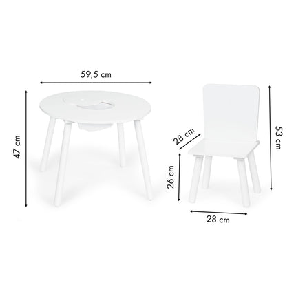 Barnbord och 2 stolar med furuben, vit