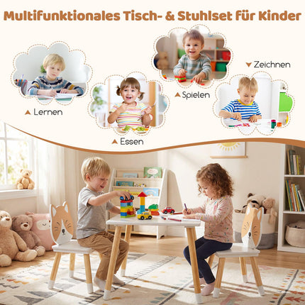 Barnbord och 2 stolar, vit, furuben