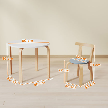 Barnbord och stolsset, 5 delar, färgglatt massivt trä