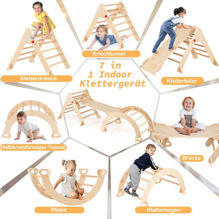 Barnens 7-i-1 klätterset med rutschkana och ramp