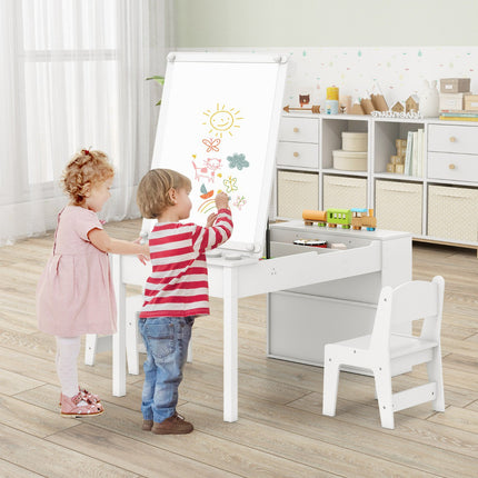 Barnkonstbord och 2 stolar, justerbart staffli, pappersrulle