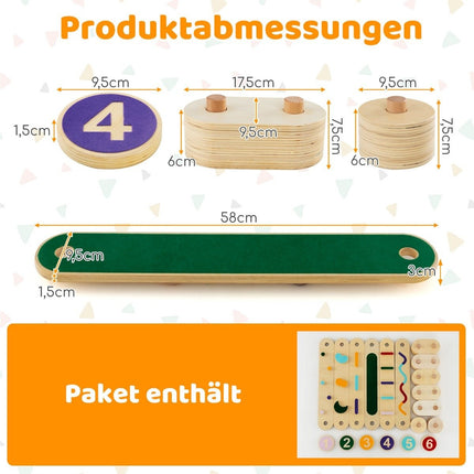 Barns balansbalk i trä med 6 stenar