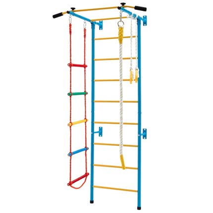 Barns klättervägg sportutrustning för barn upp till 100 kg 107 x 83 x 223 cm blå och gul