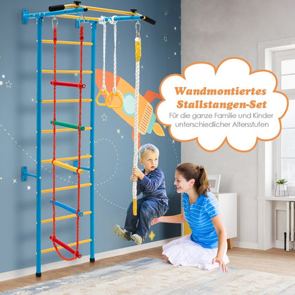 Barns klättervägg sportutrustning för barn upp till 100 kg 107 x 83 x 223 cm blå och gul