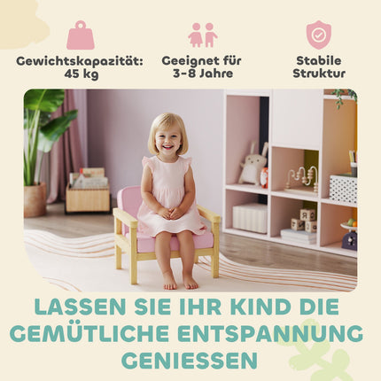 Barnstol i manchester, skum, träben, 3-8 år, rosa