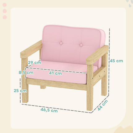 Barnstol i manchester, skum, träben, 3-8 år, rosa