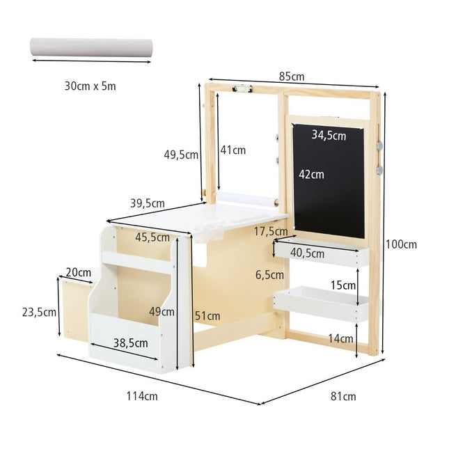 Barns trä konst staffli Set med svarta tavlan och whiteboard