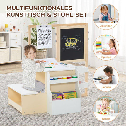 Barns trä konst staffli Set med svarta tavlan och whiteboard