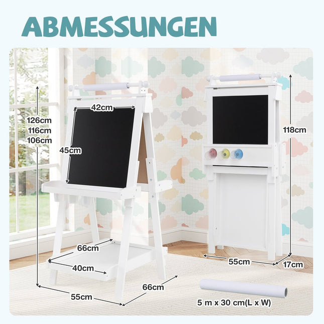 Justerbart staffli för barn med whiteboard och magnettavla