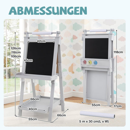Justerbart staffli för barn med whiteboard och magnettavla
