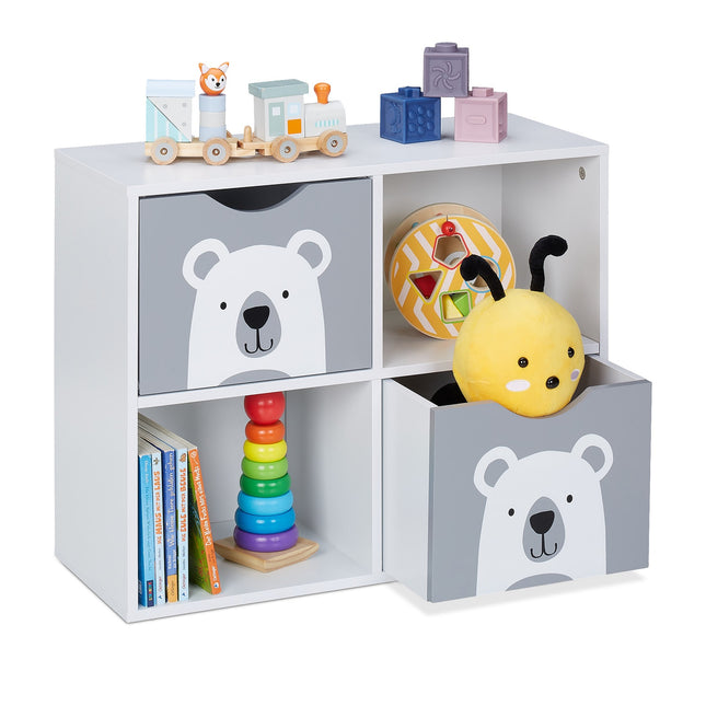 Leksaksförvaringshylla med 4 fack, Bear Design