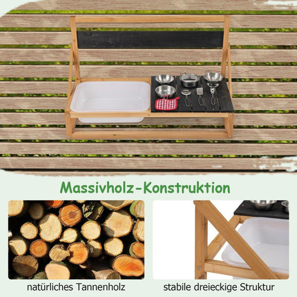 Lerkök barn utomhus barnkök gran trä med tillbehör natur 81 x 36 x 49 cm