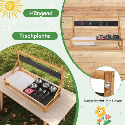 Lerkök barn utomhus barnkök gran trä med tillbehör natur 81 x 36 x 49 cm