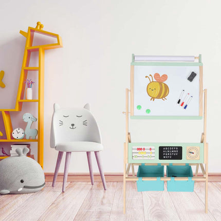 Magnetisk staffli, dubbelsidig krita och whiteboardtavla för barn