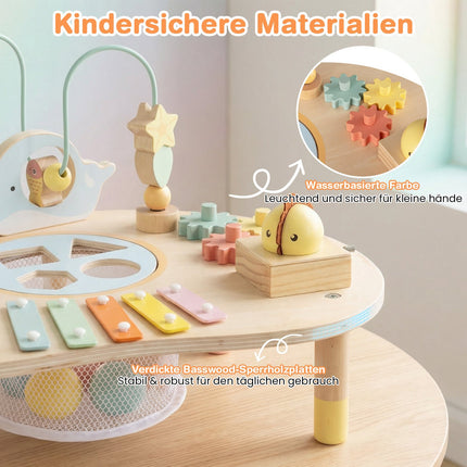 Montessori-aktivitetsbord för småbarn, 7-i-1 träleksak