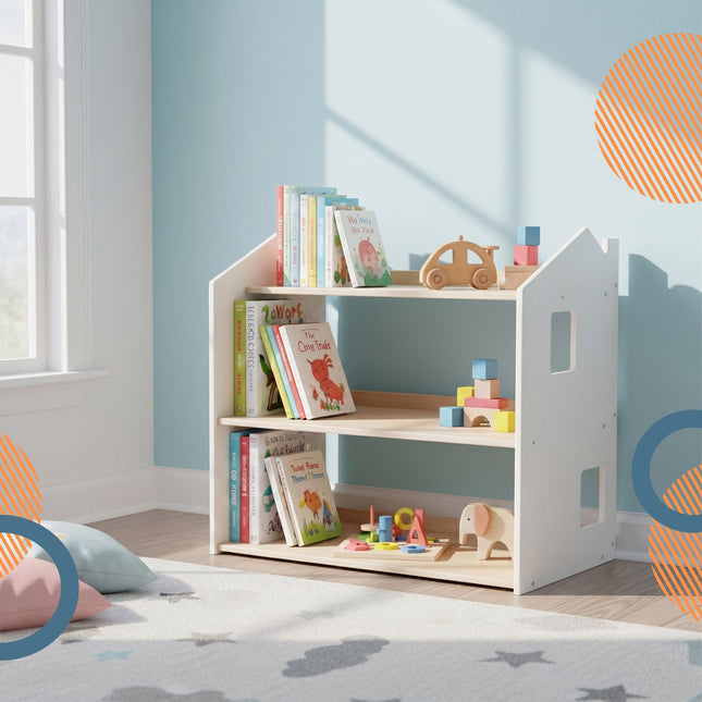 Montessori barnbokhylla, husformad hylla, MDF