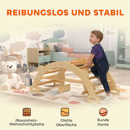 Montessori inomhusklätterbåge, 2-i-1 trägunga, 110x52x45 cm