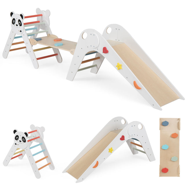 Montessori träklättringsset med pandadesign