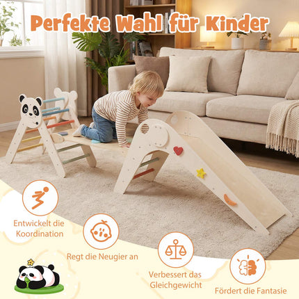 Montessori träklättringsset med pandadesign