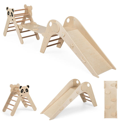 Montessori träklättringsset med pandadesign
