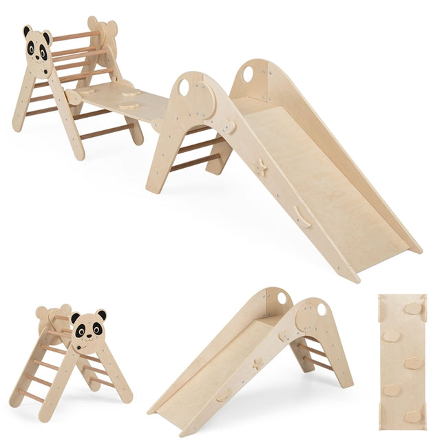 Montessori träklättringsset med pandadesign