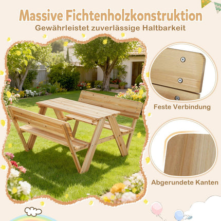 Picknickbordsset för barn med bänkar, massivt trä