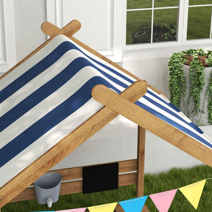 Sandlåda med tak Träsandlåda med sits och bräda för 3-7 år 124x116x146cm Trädgårdslekstuga Brun