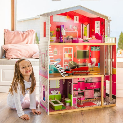 Stort dockhus i trä med hiss - Malibu Residence ECOTOYS