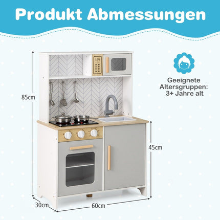 Trä barnkök med mikrovågsugn & spis & diskbänk & ugn lekkök barnkök vit