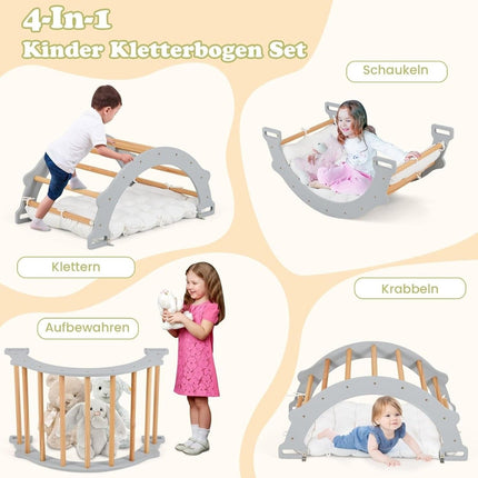 Träklätterbåge med mjuk kudde för barn
