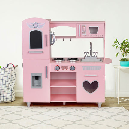 Trälekkök för barn med ljudeffekter, rosa